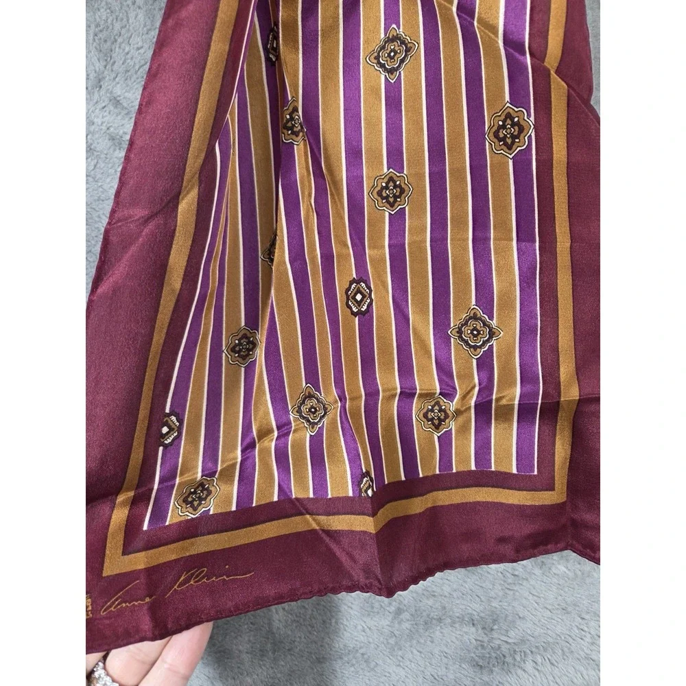 Vintage Anne Klein Silk Scarf 1970s 50‎ in Rectangle Mod MCM Retro